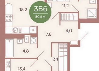 Продается трехкомнатная квартира, 80.6 м2, Пенза, жилой комплекс Норвуд, с6