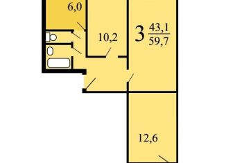 Продаю трехкомнатную квартиру, 60 м2, Москва, Стройковская улица, 8, Стройковская улица