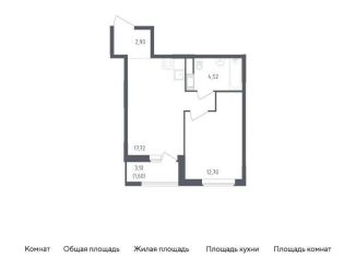 Продажа однокомнатной квартиры, 39.4 м2, деревня Новосаратовка