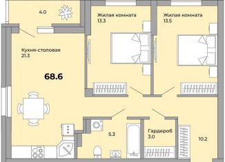2-ком. квартира на продажу, 68.7 м2, Екатеринбург, Донбасская улица, 21