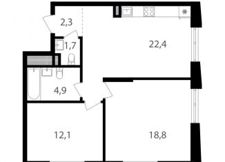 Продается 2-комнатная квартира, 62.2 м2, Москва, 1-й Кирпичный переулок, 17А, метро Семеновская