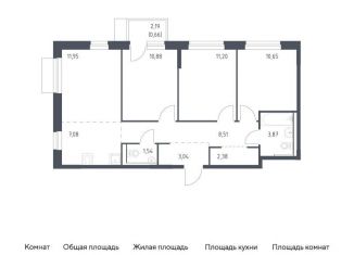 Трехкомнатная квартира на продажу, 71.8 м2, поселение Кокошкино, жилой комплекс Новое Внуково, к30