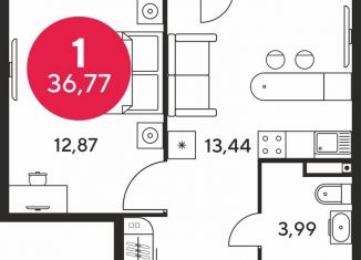 1-ком. квартира на продажу, 36.8 м2, Ростовская область