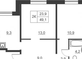 Продаю 2-ком. квартиру, 50 м2, Ленинградская область, Волховский проспект, 53