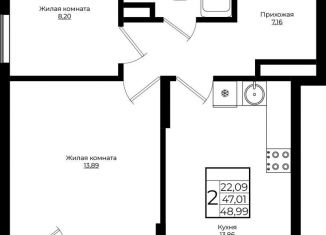 Продается 2-ком. квартира, 49 м2, Краснодар, Прикубанский округ, жилой комплекс Европа Клубный Квартал 9, лит1