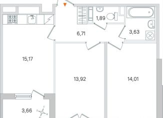 Продажа 2-комнатной квартиры, 57.2 м2, Пушкин