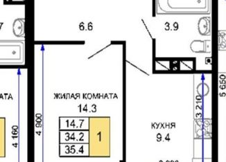 Продам 1-комнатную квартиру, 36 м2, Краснодар