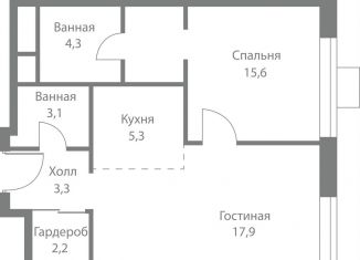 Продается 2-ком. квартира, 51.7 м2, Москва, станция Немчиновка