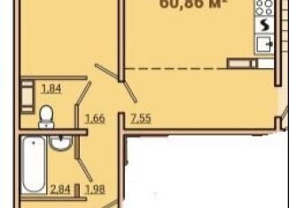 Продажа 2-комнатной квартиры, 60 м2, посёлок Красное Поле, улица Героя Советского Союза Шкенёва, 4Б