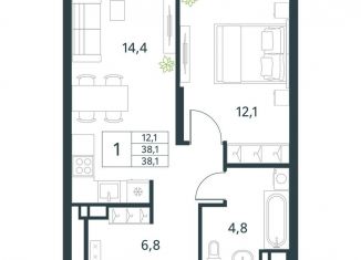 Продается однокомнатная квартира, 38.1 м2, Забайкальский край