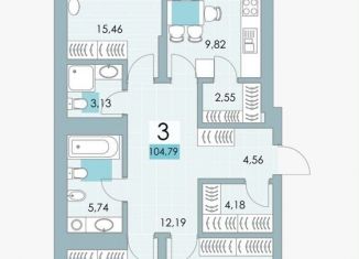 Продажа 3-комнатной квартиры, 104.8 м2, Уфа