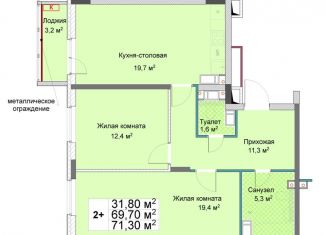 Продаю 2-ком. квартиру, 71.3 м2, Нижний Новгород, Сормовский район