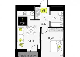 Продается однокомнатная квартира, 37.2 м2, Тюмень