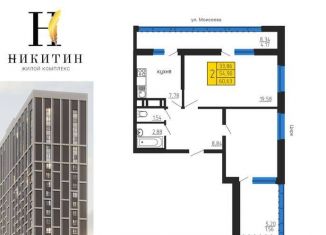 Продаю двухкомнатную квартиру, 60.6 м2, Воронеж, улица Лётчика Щербакова, 5