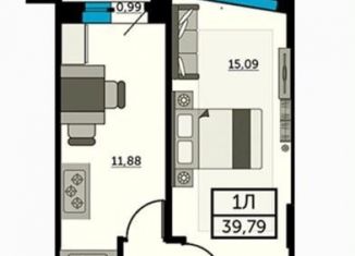 Продам 1-комнатную квартиру, 39.1 м2, Ростовская область, Красноармейская улица, 157В/83с3