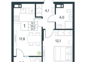 Продаю 1-комнатную квартиру, 37.7 м2, Забайкальский край