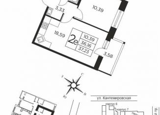 Продажа однокомнатной квартиры, 37 м2, Санкт-Петербург, метро Выборгская, Большой Сампсониевский проспект, 70к2