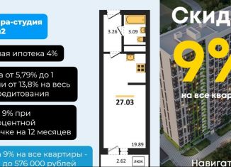 Продаю квартиру студию, 27 м2, Воронежская область, улица Антонова-Овсеенко, 35С