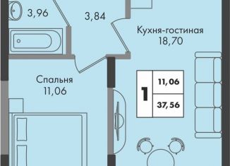 Продам однокомнатную квартиру, 37.6 м2, Краснодар, улица имени Генерала Брусилова, 5лит1.2