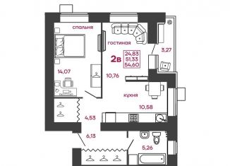 Продаю 2-ком. квартиру, 54.6 м2, Пенза