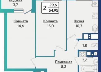 2-ком. квартира на продажу, 55 м2, Удмуртия, Южная улица