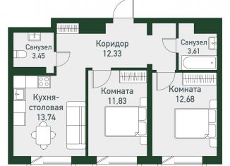 Продаю 2-ком. квартиру, 62 м2, посёлок Западный, Спортивная улица, 12