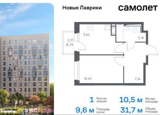 Продается 1-ком. квартира, 31.7 м2, Ленинградская область, жилой комплекс Новые Лаврики, 1.1