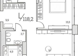 3-ком. квартира на продажу, 119.2 м2, Тюмень, Первомайская улица, 1Аблок2