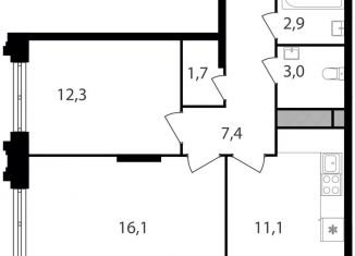 Продаю двухкомнатную квартиру, 54.5 м2, Москва, метро Академика Янгеля