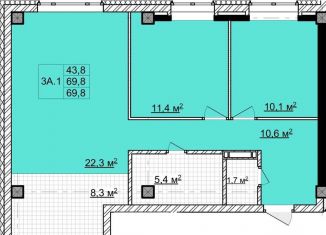 Продажа 3-ком. квартиры, 69.8 м2, Томская область, улица Владимира Высоцкого, 8Д