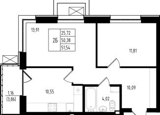 Продам 2-ком. квартиру, 51.5 м2, Казань, Авиастроительный район, улица Михаила Миля, 3