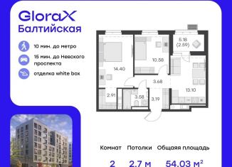 Продам 2-ком. квартиру, 54 м2, Санкт-Петербург, метро Фрунзенская, улица Шкапина, 15