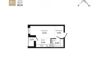 Продам квартиру студию, 28.3 м2, Екатеринбург, улица Краснолесья, 96/2