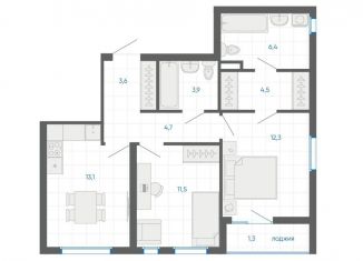 Продается 2-ком. квартира, 61.3 м2, Екатеринбург, улица Академика Парина, 12/6