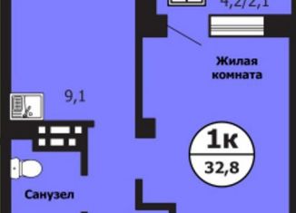 Однокомнатная квартира на продажу, 32.8 м2, Красноярск