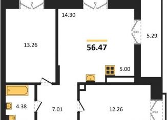 Продам 2-комнатную квартиру, 56.5 м2, Новосибирск, метро Золотая Нива