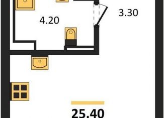 Квартира на продажу студия, 25.4 м2, Новосибирск, Тайгинская улица, с3