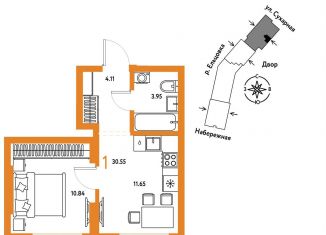 Продажа 1-комнатной квартиры, 30.6 м2, Новосибирск