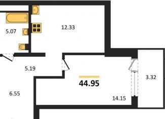 1-ком. квартира на продажу, 45 м2, Воронеж, Железнодорожный район, набережная Чуева, 7