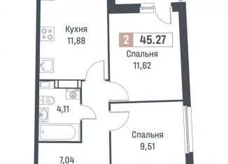 Продаю 2-комнатную квартиру, 44.2 м2, Мурино, ЖК Авиатор
