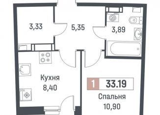 Продаю однокомнатную квартиру, 31.9 м2, Мурино