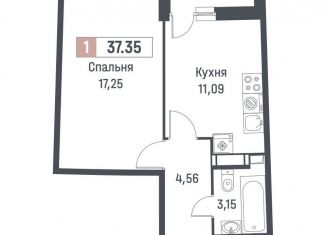 Однокомнатная квартира на продажу, 36.1 м2, Мурино