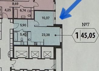 Однокомнатная квартира на продажу, 45 м2, Москва, станция Шелепиха