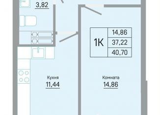 Продается 1-комнатная квартира, 40.7 м2, Пермь