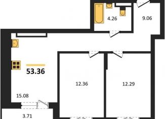 Продажа двухкомнатной квартиры, 53.4 м2, Новосибирск, метро Золотая Нива