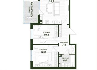 Продам 2-комнатную квартиру, 56.8 м2, Краснодар