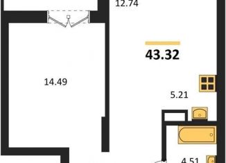 Продаю однокомнатную квартиру, 43.3 м2, Новосибирск, метро Золотая Нива