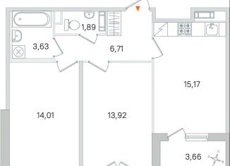 Продам двухкомнатную квартиру, 57.2 м2, Пушкин