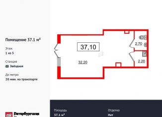 Продажа помещения свободного назначения, 37.1 м2, Санкт-Петербург, муниципальный округ Пулковский Меридиан, Пулковское шоссе, 95к3