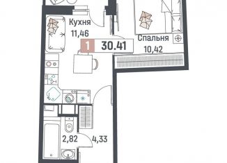 Продается 1-ком. квартира, 30.4 м2, Мурино